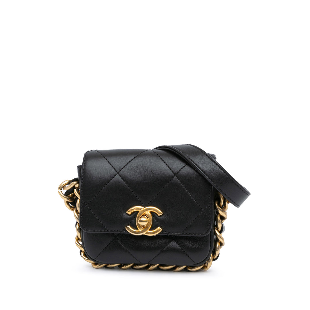 Chanel Matelassé Framing Chaîne à rabat Mini Cuir de veau