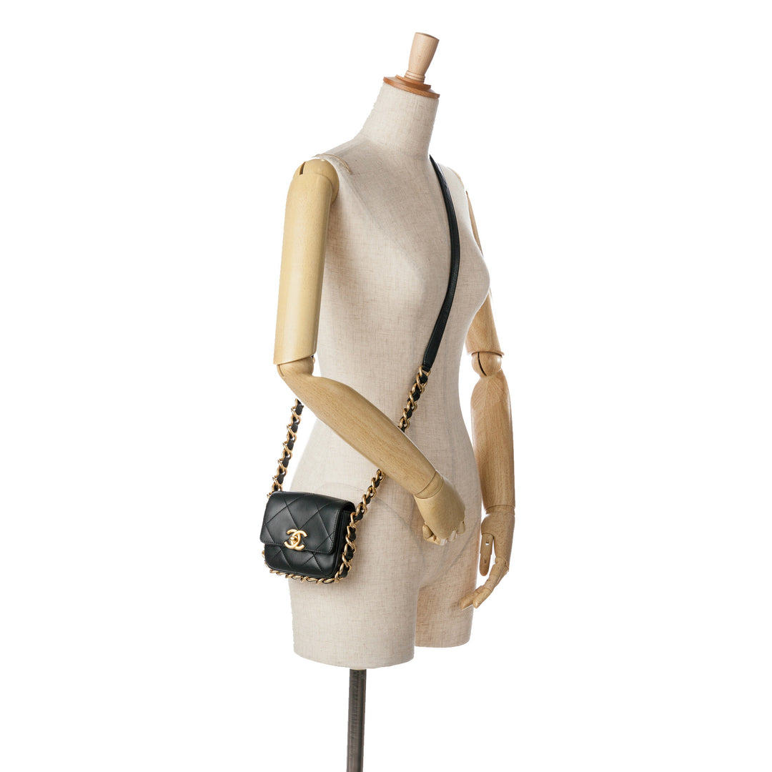 Chanel Matelassé Framing Chaîne à rabat Mini Cuir de veau