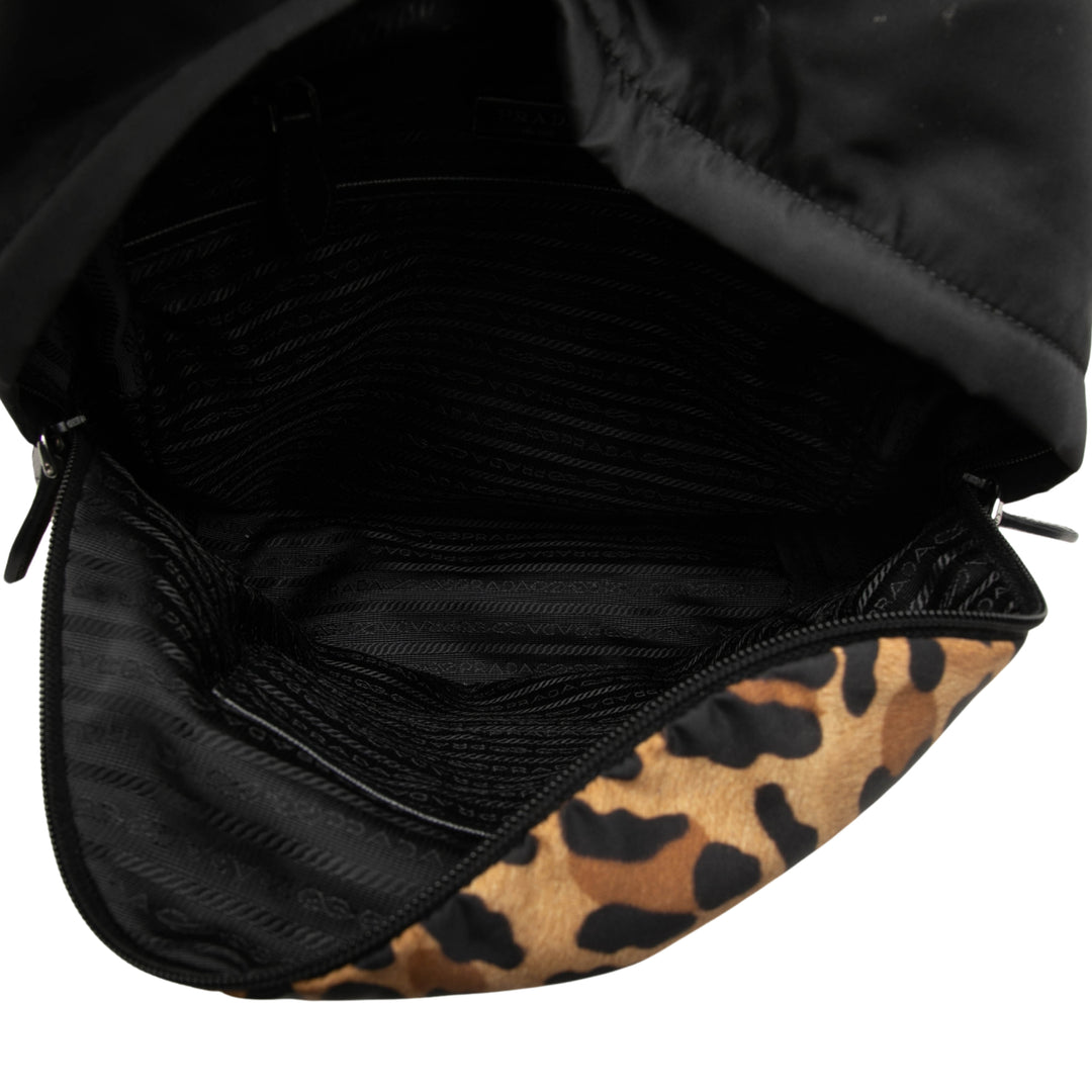 Prada Leopard Imprimé Sac à dos Tessuto Marron – vue 4 – GABY PARIS