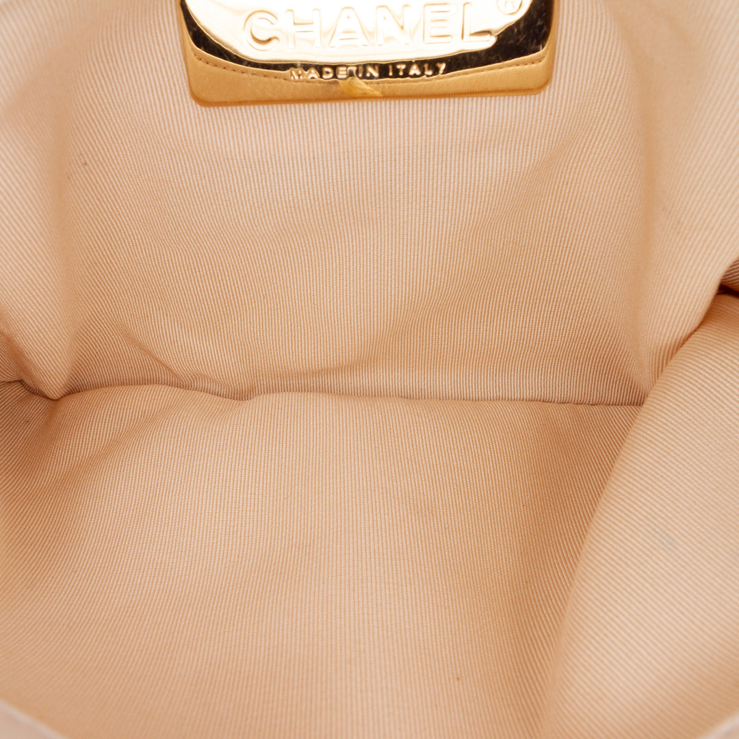 Quilted Calfskin Pearl CC Accordion Flap White - Gaby Paris
