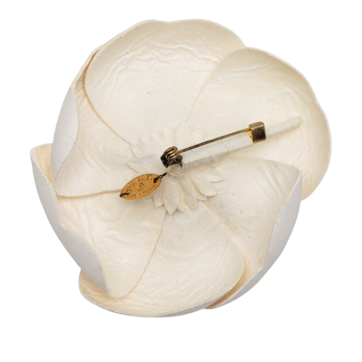 Chanel Cuir Camellia Broche