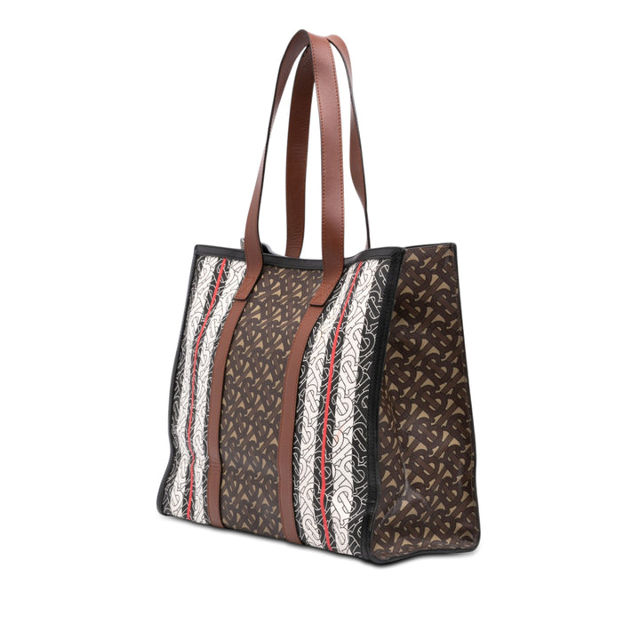 Burberry Cabas Book Tote TB E Stripe Monogram Marron – vue 2 – GABY PARIS