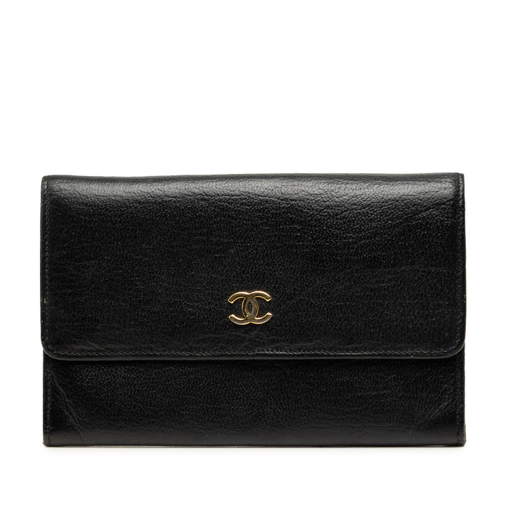 CC Étui passeport Cuir de veau Noir