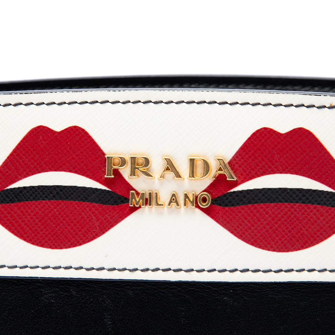 Prada City Veau et Saffiano Lip Print Esplanade Sac porté croisé