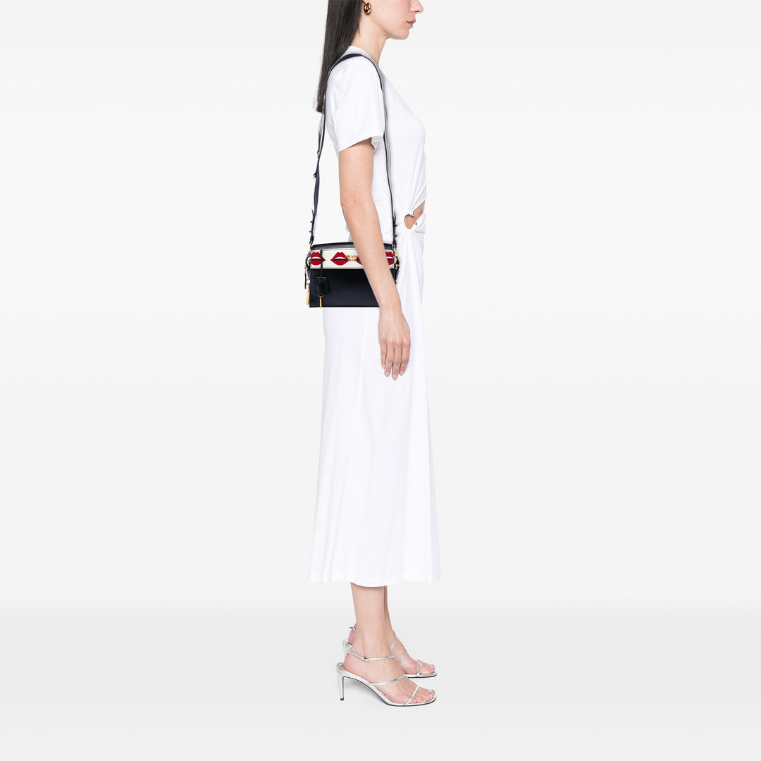 Prada City Veau et Saffiano Lip Print Esplanade Sac porté croisé