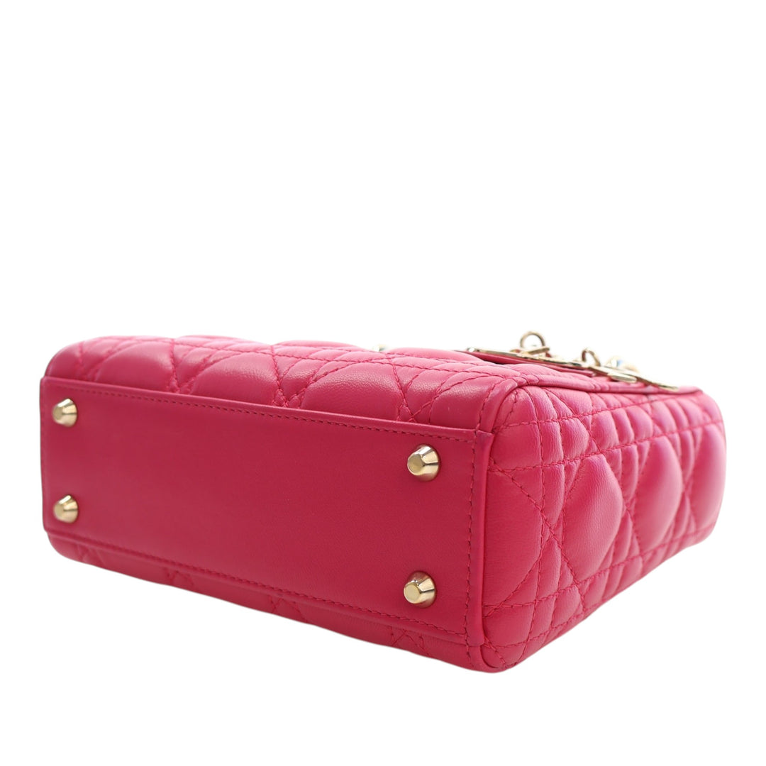 Dior Lady Dior Cannage Mini Cuir d'agneau Rose – vue 11 – GABY PARIS
