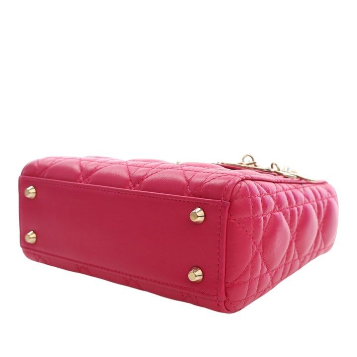 Dior Lady Dior Cannage Mini Cuir d'agneau Rose – vue 11 – GABY PARIS