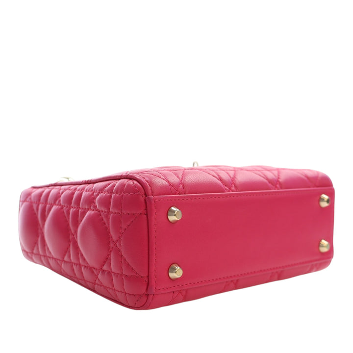 Dior Lady Dior Cannage Mini Cuir d'agneau Rose – vue 12 – GABY PARIS