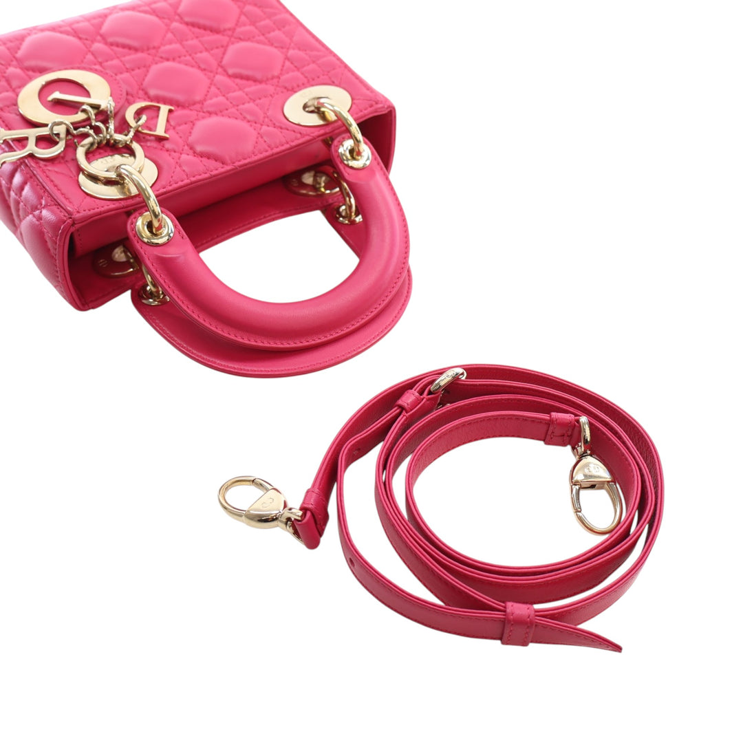 Dior Lady Dior Cannage Mini Cuir d'agneau Rose – vue 15 – GABY PARIS