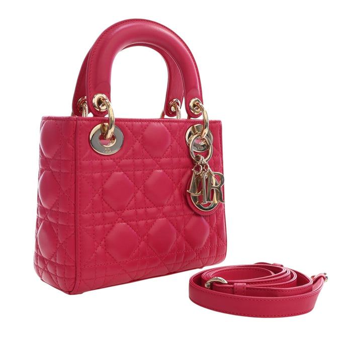 Dior Lady Dior Cannage Mini Cuir d'agneau Rose – vue 2 – GABY PARIS