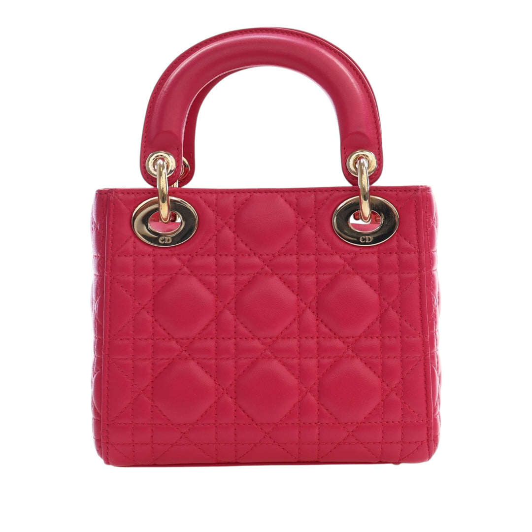 Dior Lady Dior Cannage Mini Cuir d'agneau Rose – vue 4 – GABY PARIS