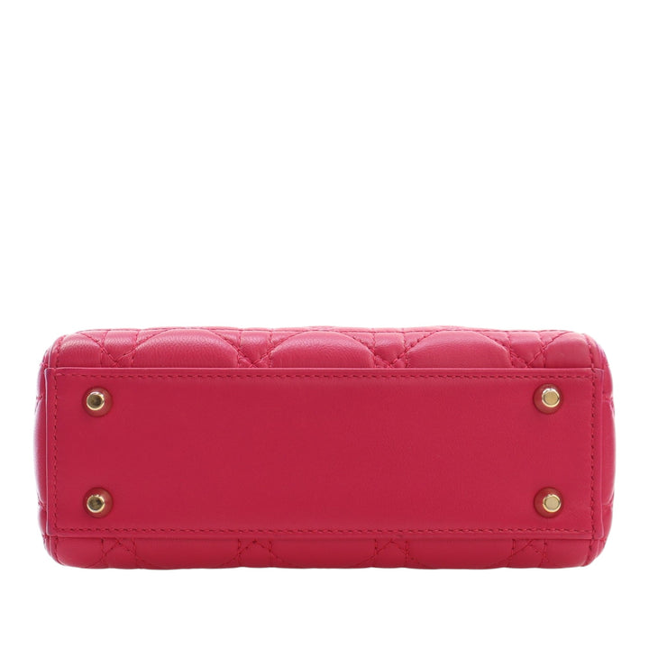 Dior Lady Dior Cannage Mini Cuir d'agneau Rose – vue 5 – GABY PARIS