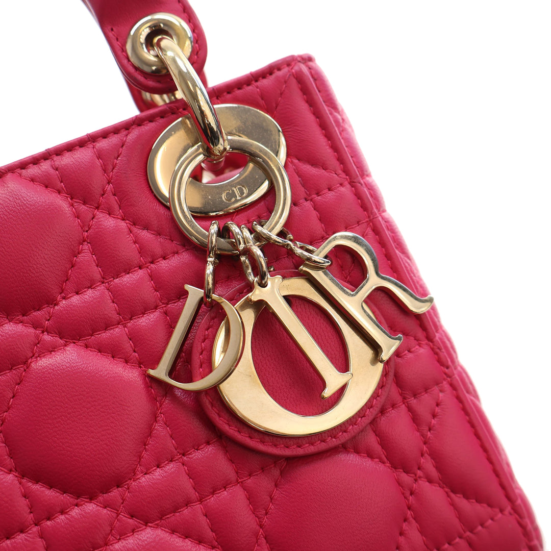 Dior Lady Dior Cannage Mini Cuir d'agneau Rose – vue 6 – GABY PARIS