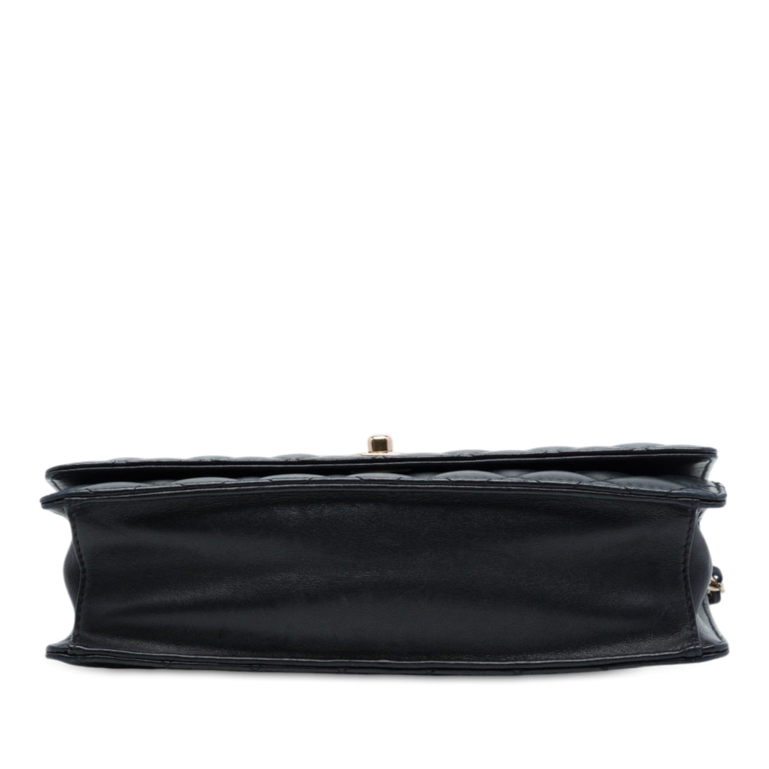 CC Matelassé Fantasy Perle Rabat simple Cuir d'agneau Noir