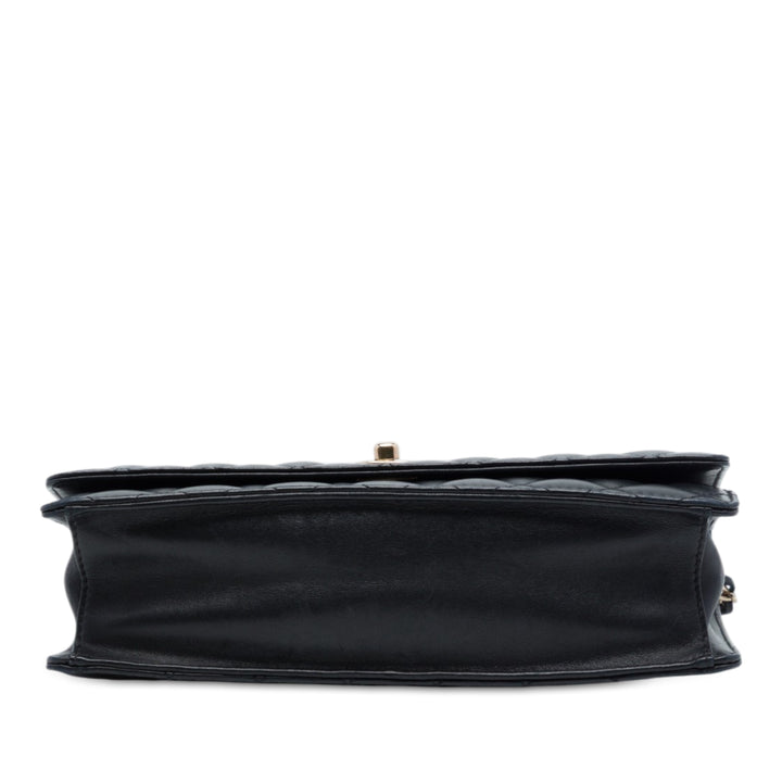 CC Matelassé Fantasy Perle Rabat simple Cuir d'agneau Noir