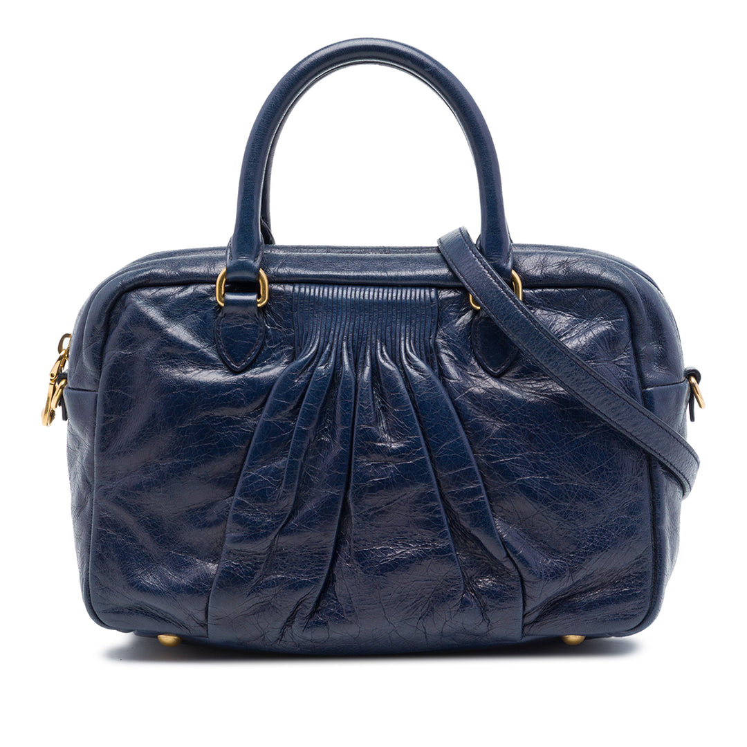 Vitello Lux Pleated Sac Bleu