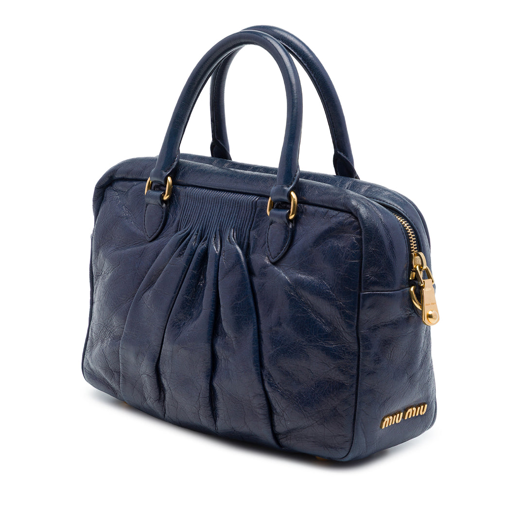 Vitello Lux Pleated Sac Bleu