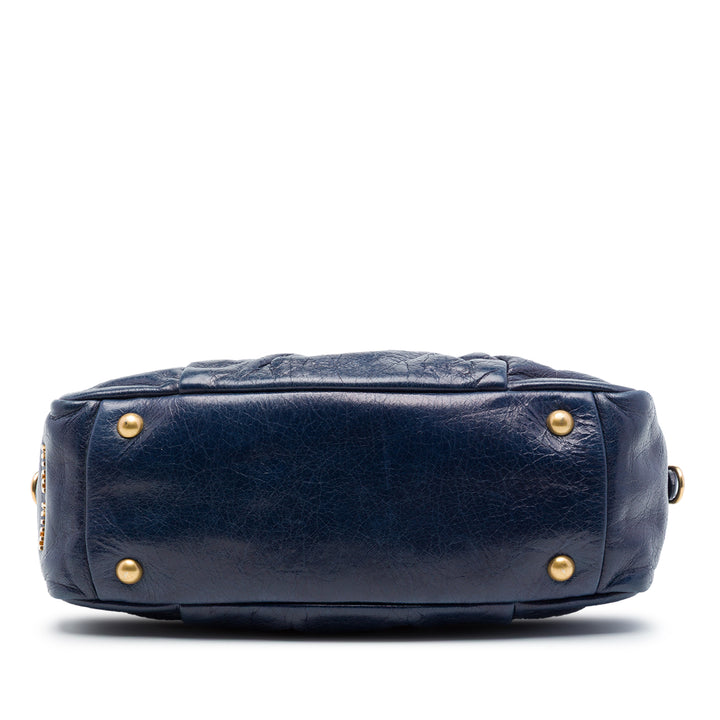Vitello Lux Pleated Sac Bleu