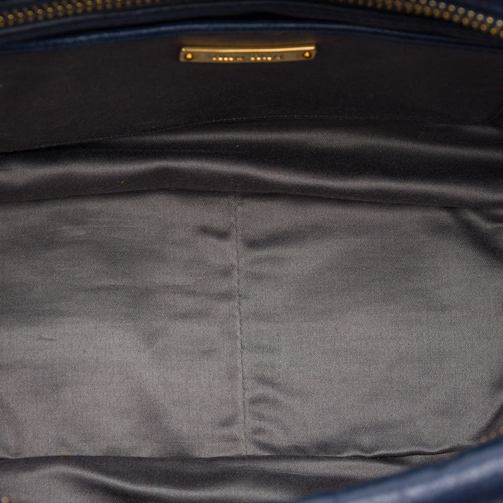 Vitello Lux Pleated Sac Bleu