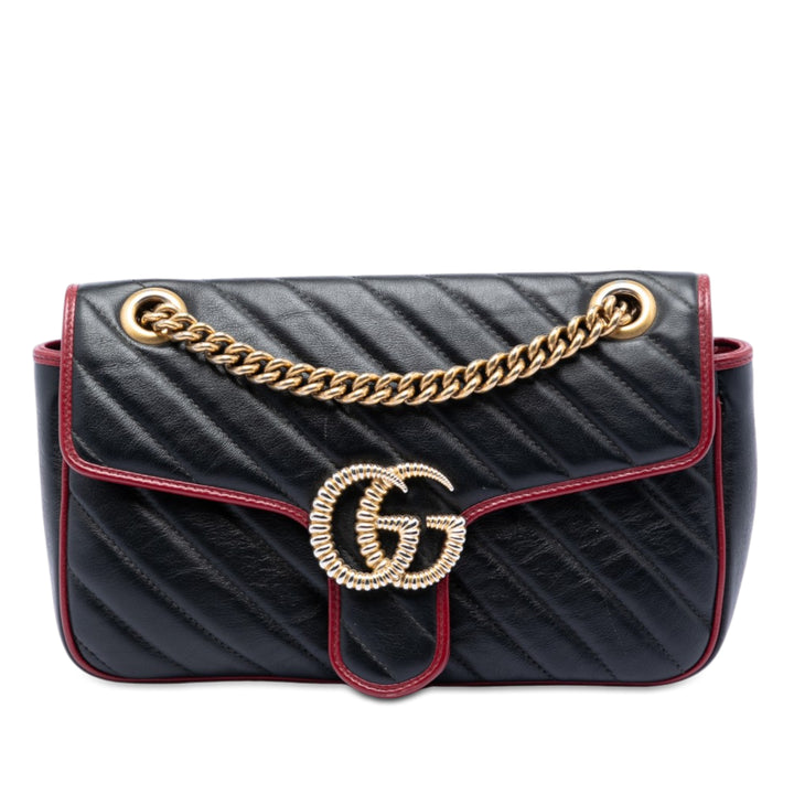 Gucci Medium GG Marmont Matelasse Diagonal Cuir Torchon Sac bandoulière