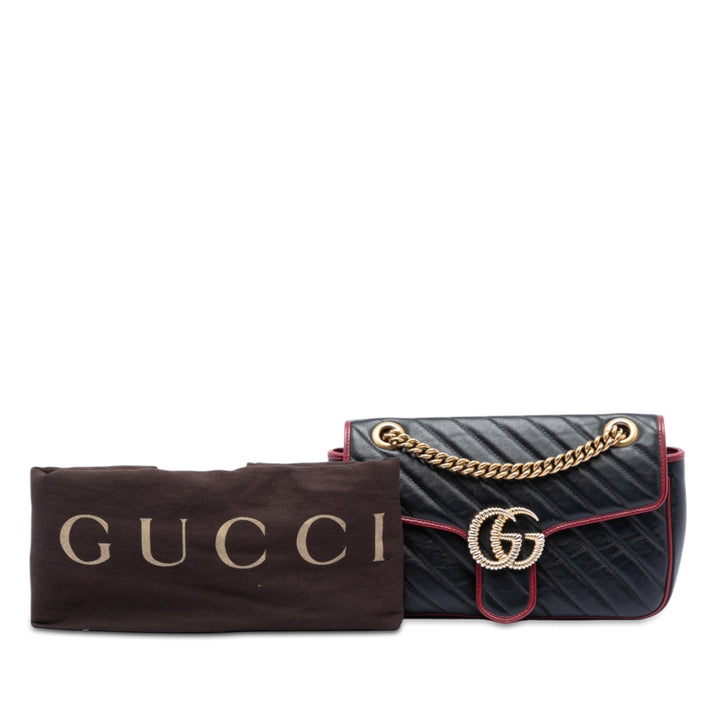 Gucci Medium GG Marmont Matelasse Diagonal Cuir Torchon Sac bandoulière