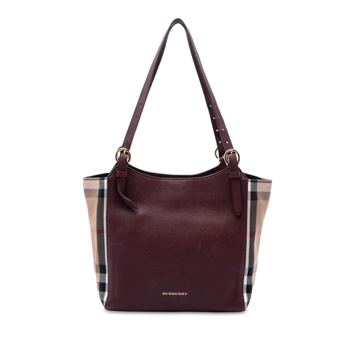 Burberry Cabas Derby et House Check Canterbury Petit Cuir de veau Rouge – vue principale – GABY PARIS
