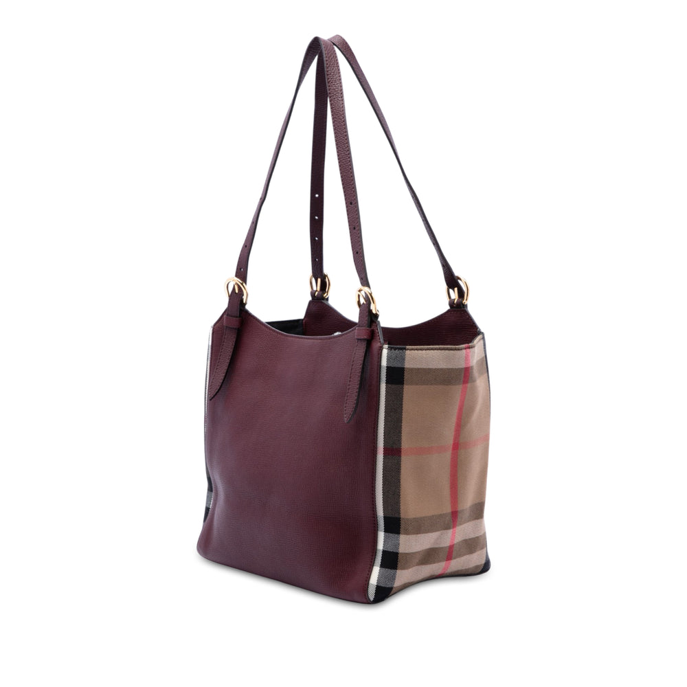 Burberry Cabas Derby et House Check Canterbury Petit Cuir de veau Rouge – vue 2 – GABY PARIS