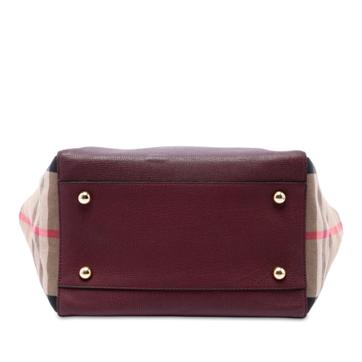 Burberry Cabas Derby et House Check Canterbury Petit Cuir de veau Rouge – vue 3 – GABY PARIS