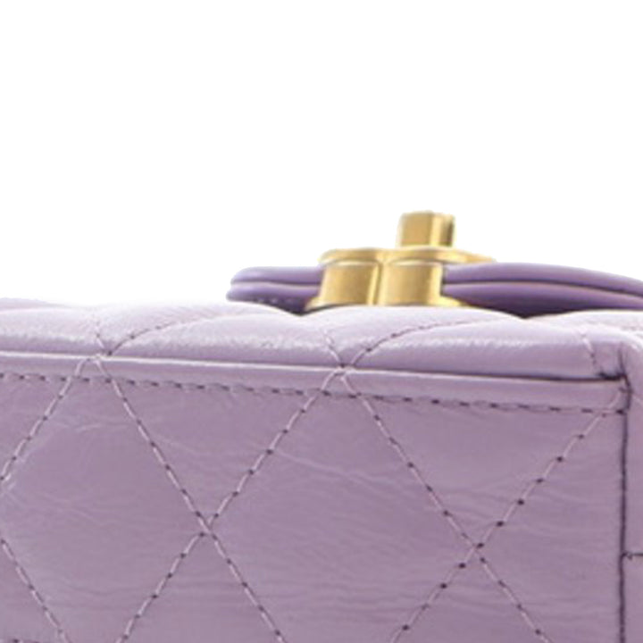 Nano Aged Calfskin Kelly Shopper Bag Purple - Gaby Paris