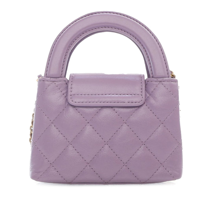 Nano Aged Calfskin Kelly Shopper Bag Purple - Gaby Paris