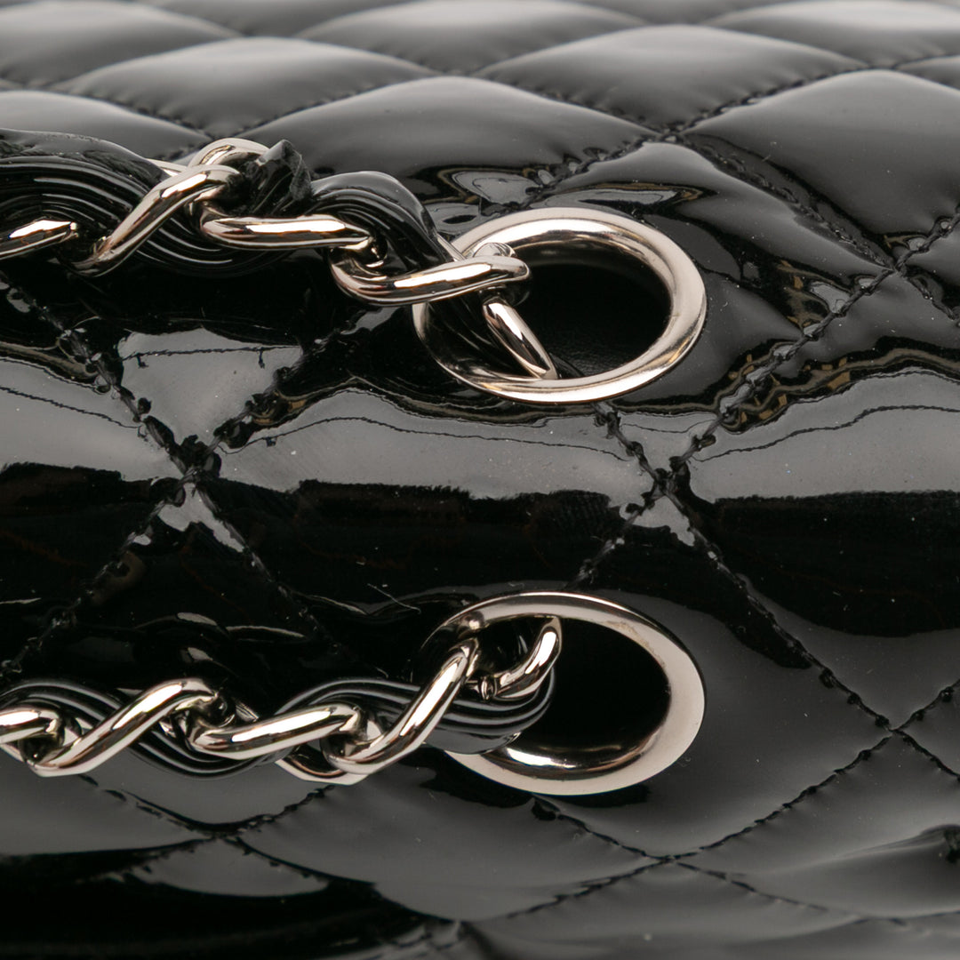 Chanel Medium Classic Cuir verni Double rabat Noir – GABY PARIS Authentique
