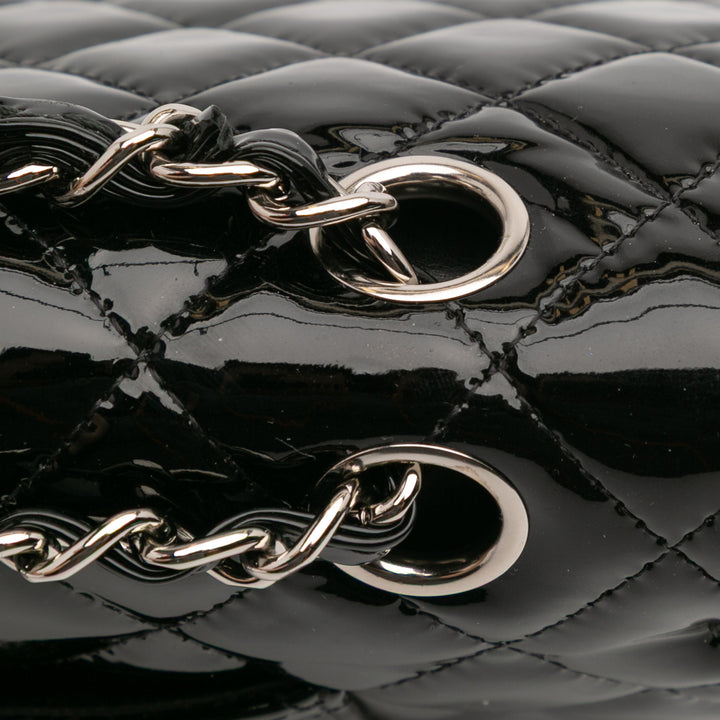 Chanel Medium Classic Cuir verni Double rabat Noir – GABY PARIS Authentique