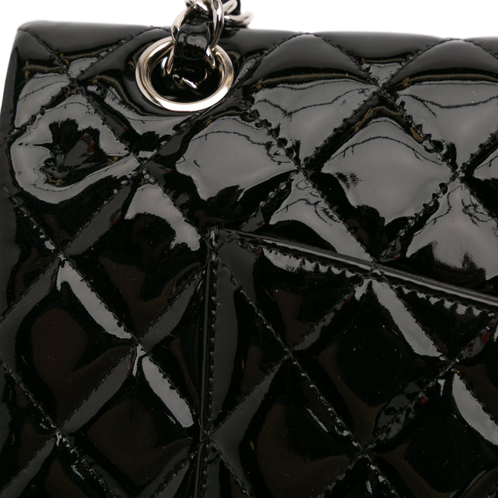 Chanel Medium Classic Cuir verni Double rabat Noir – GABY PARIS Authentique
