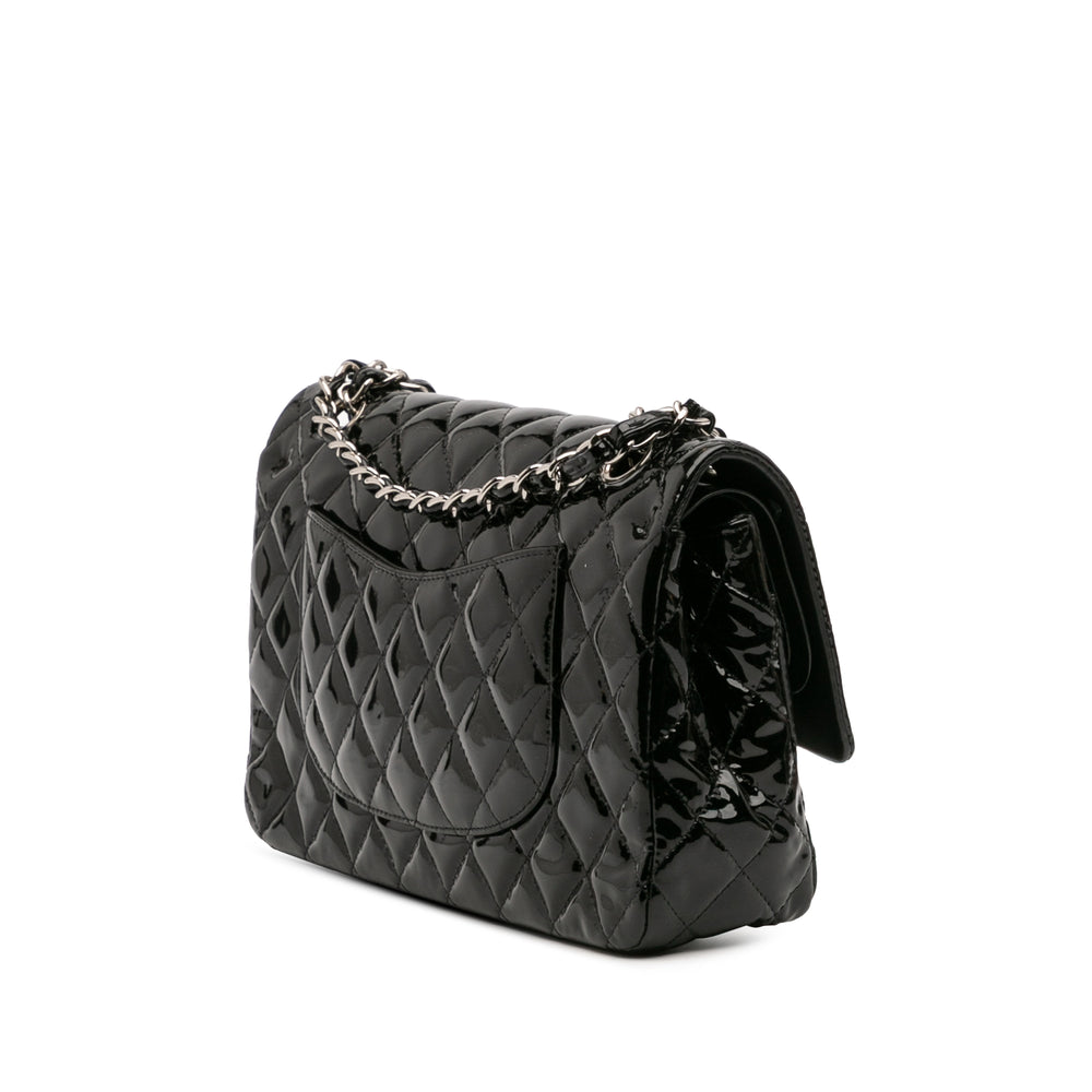 Chanel Medium Classic Cuir verni Double rabat Noir – GABY PARIS Authentique