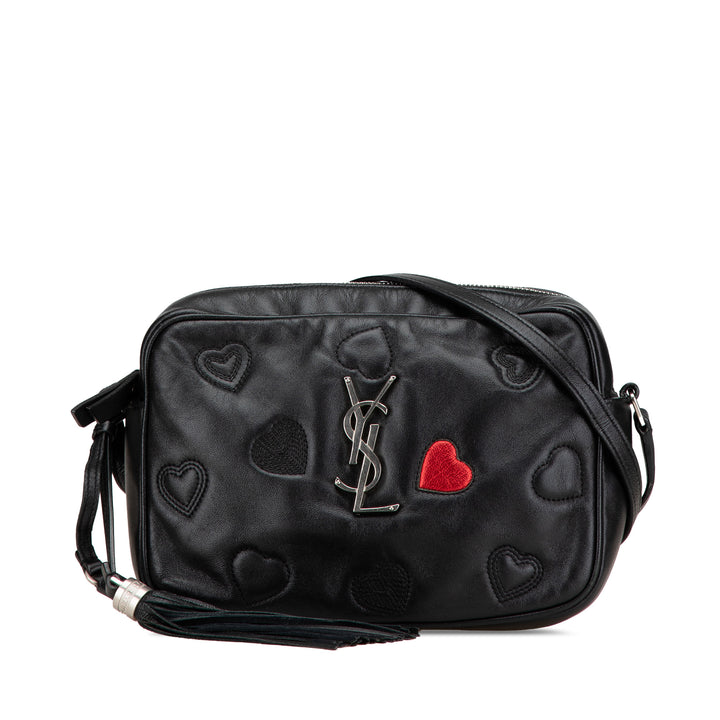 Saint Laurent Cuir Heart Lou Sac caméra Noir