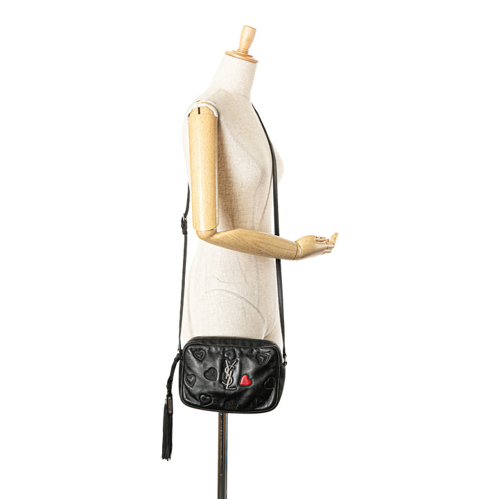 Saint Laurent Cuir Heart Lou Sac caméra Noir