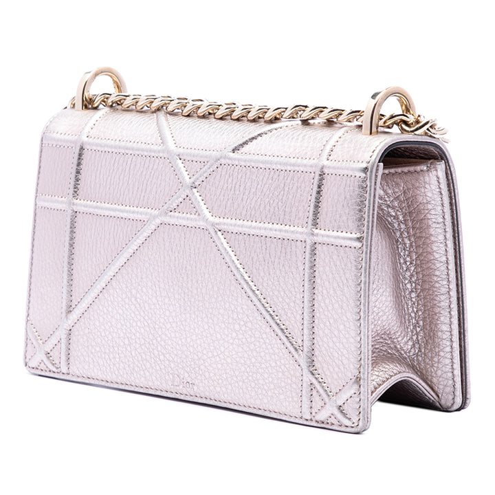 Dior Small Metallic Cuir de veau grainé Diorama à rabat