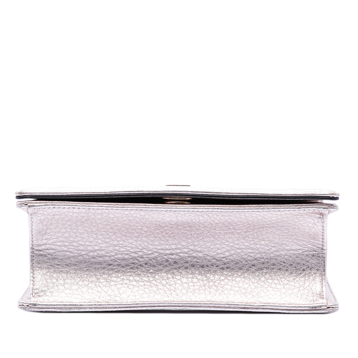 Dior Small Metallic Cuir de veau grainé Diorama à rabat