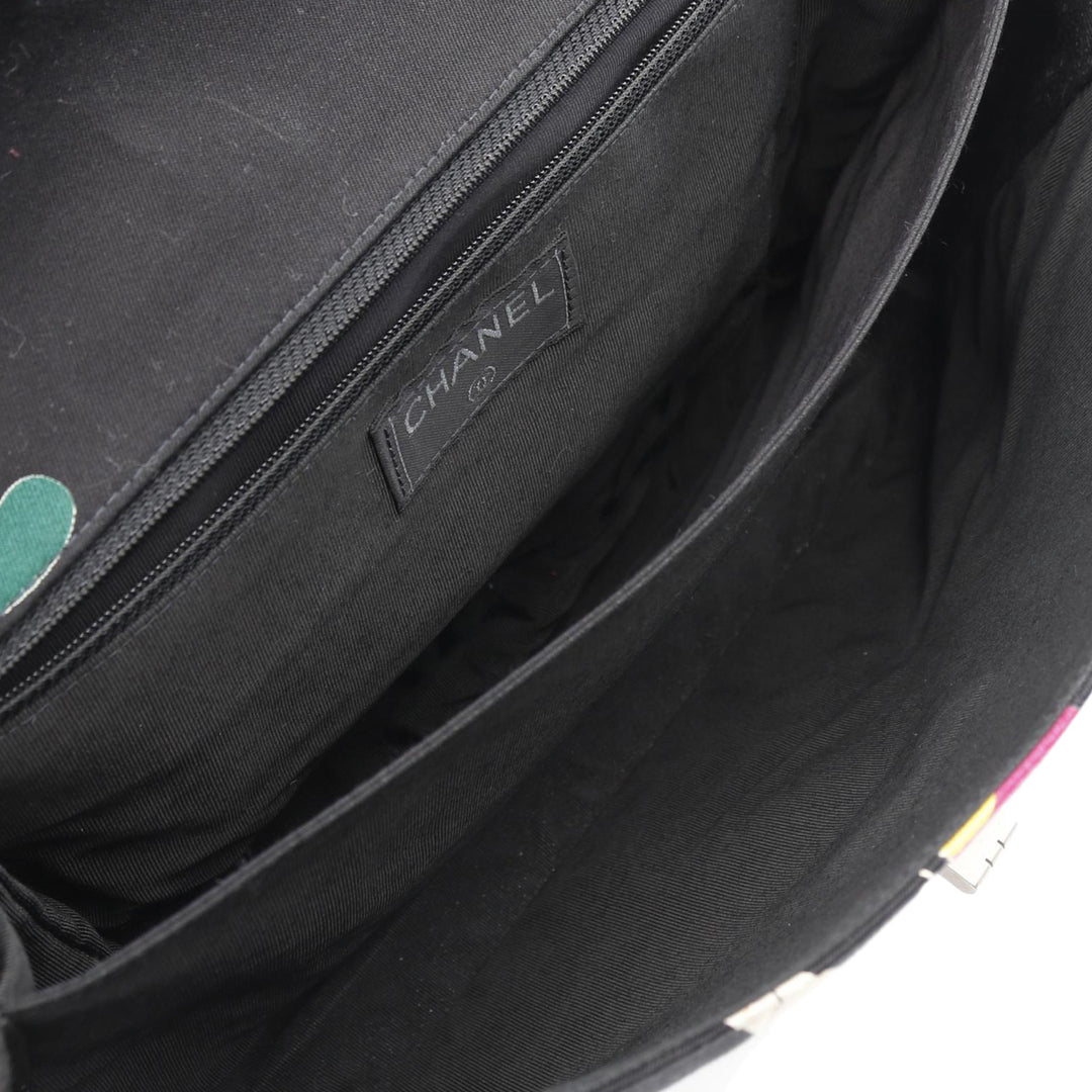 Chocolate Bar Reissue Canvas Printed Multipocket Flap Black - Gaby Paris