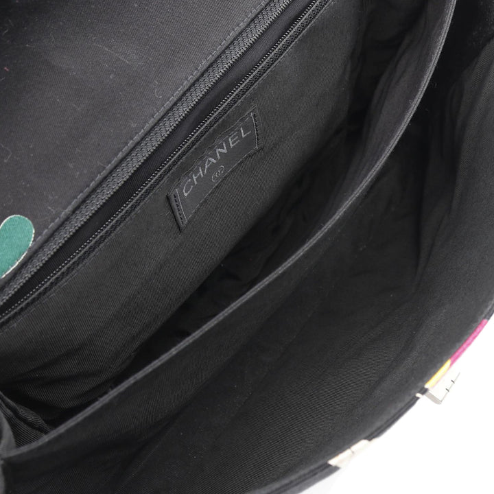 Chocolate Bar Reissue Canvas Printed Multipocket Flap Black - Gaby Paris