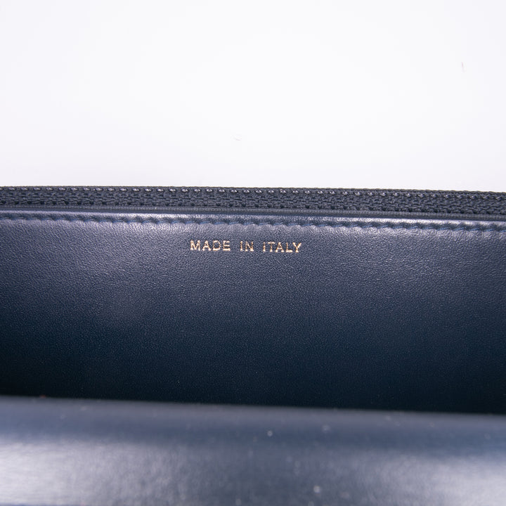 Quilted Caviar Boy Wallet on Chain Blue - Gaby Paris