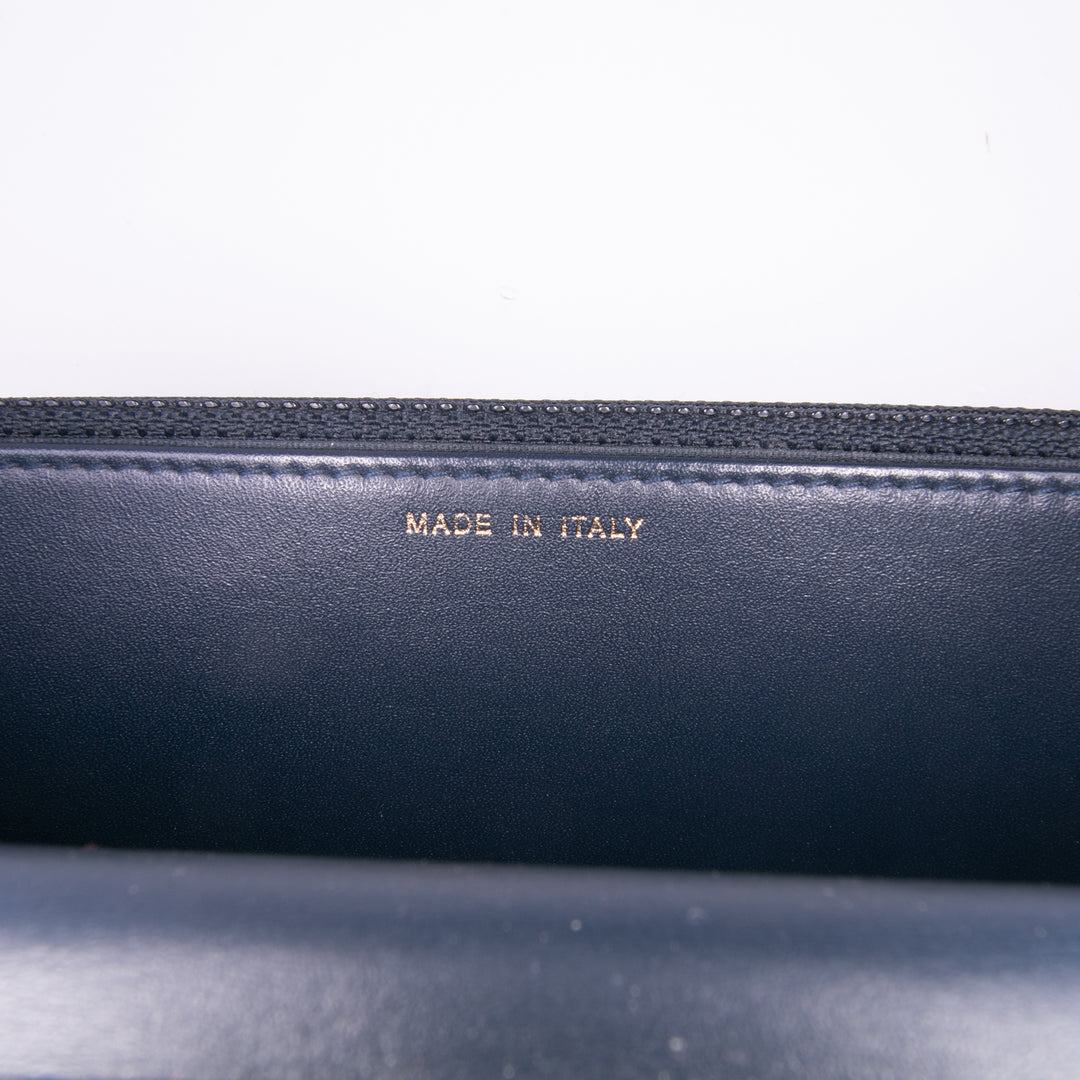 Quilted Caviar Boy Wallet on Chain Blue - Gaby Paris