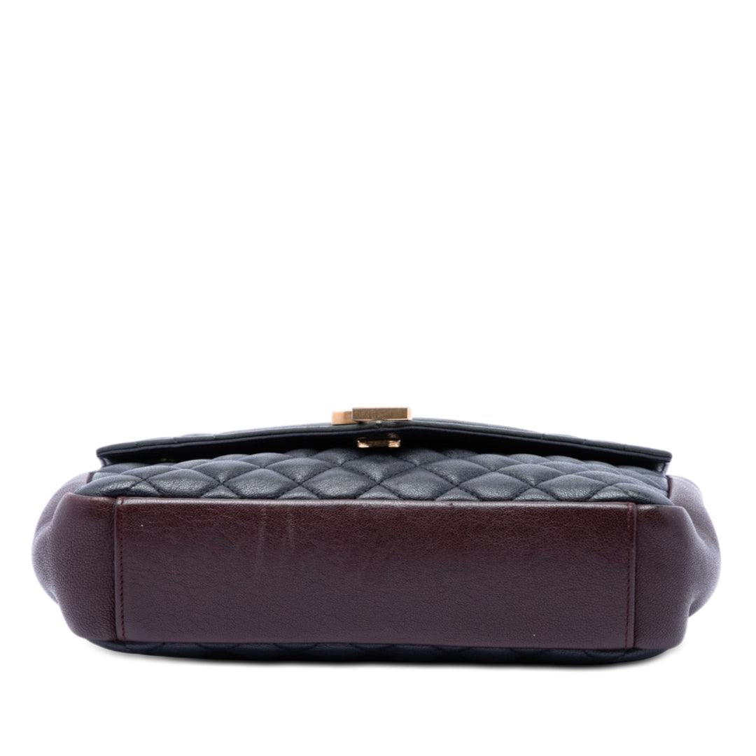 Saint Laurent Medium Triquilt Tricolor Sheepskin Monogram College Sac