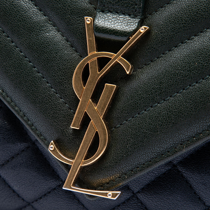 Saint Laurent Medium Triquilt Tricolor Sheepskin Monogram College Sac