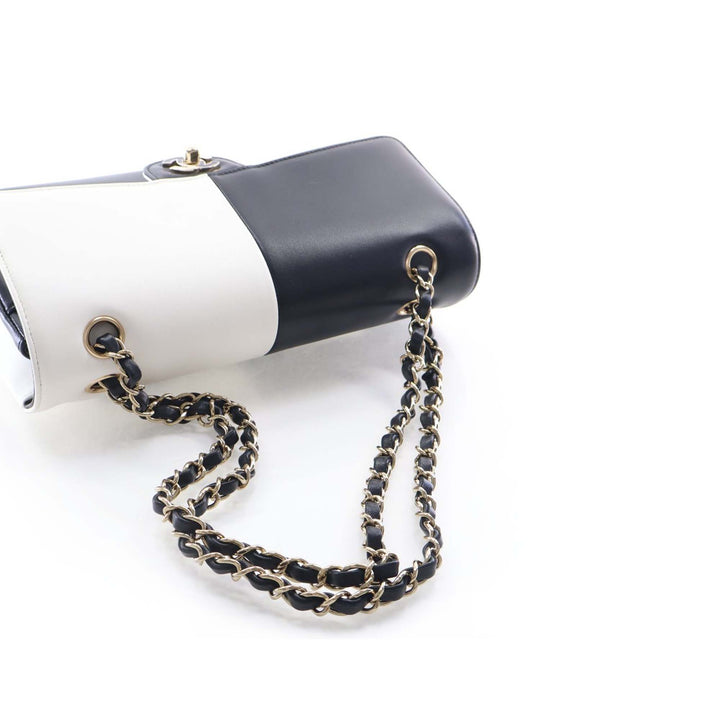 Chanel Classic Bicolore Geometric Colorblock Double rabat Moyen Cuir d'agneau