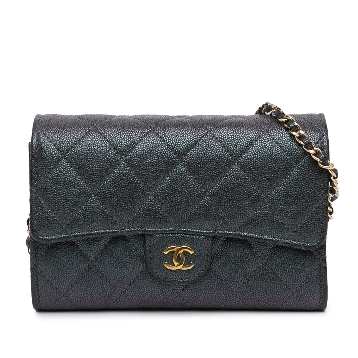 Mini Classic Caviar Flap Wallet on Chain Black - Gaby Paris