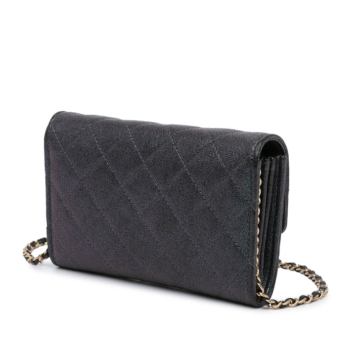 Mini Classic Caviar Flap Wallet on Chain Black - Gaby Paris