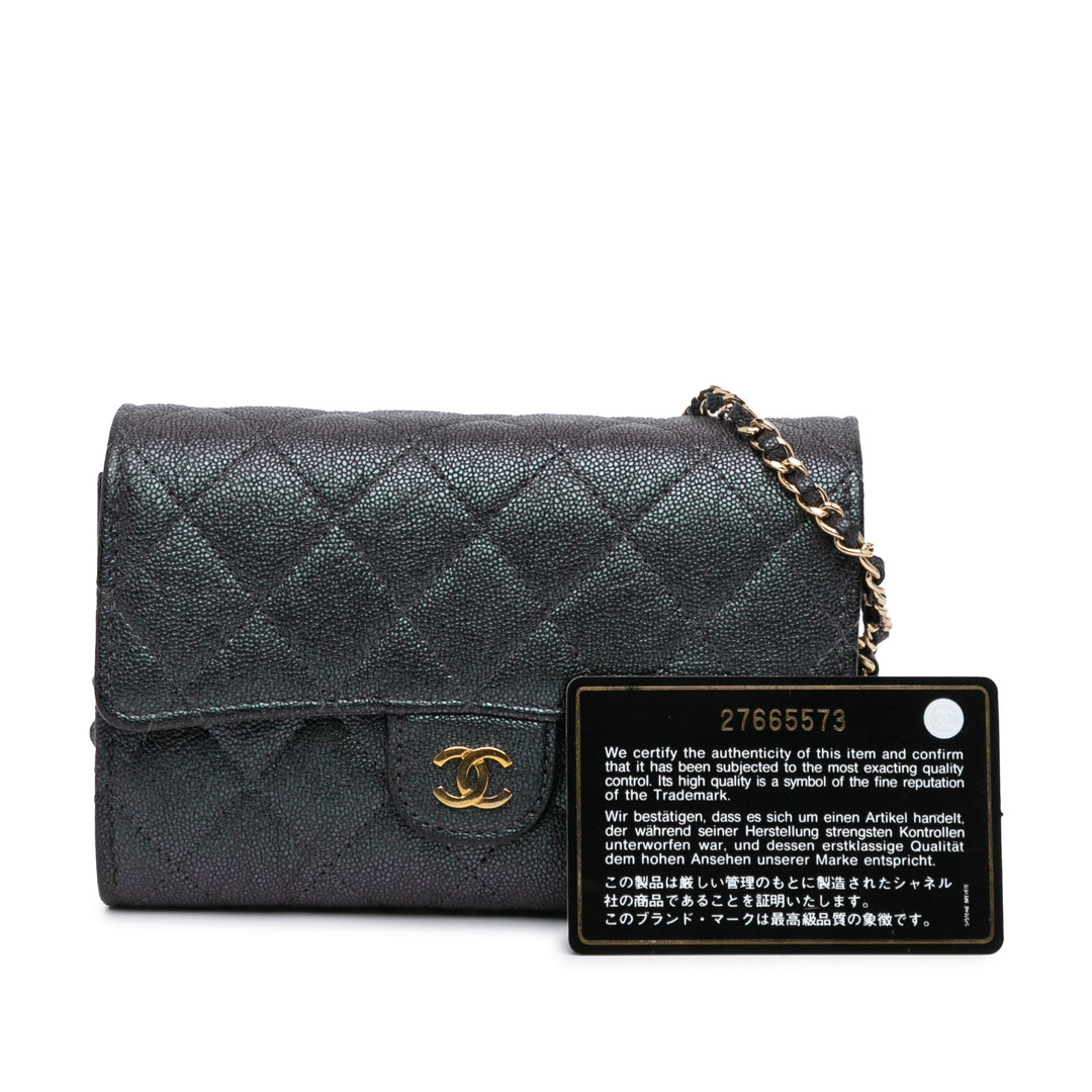 Mini Classic Caviar Flap Wallet on Chain Black - Gaby Paris