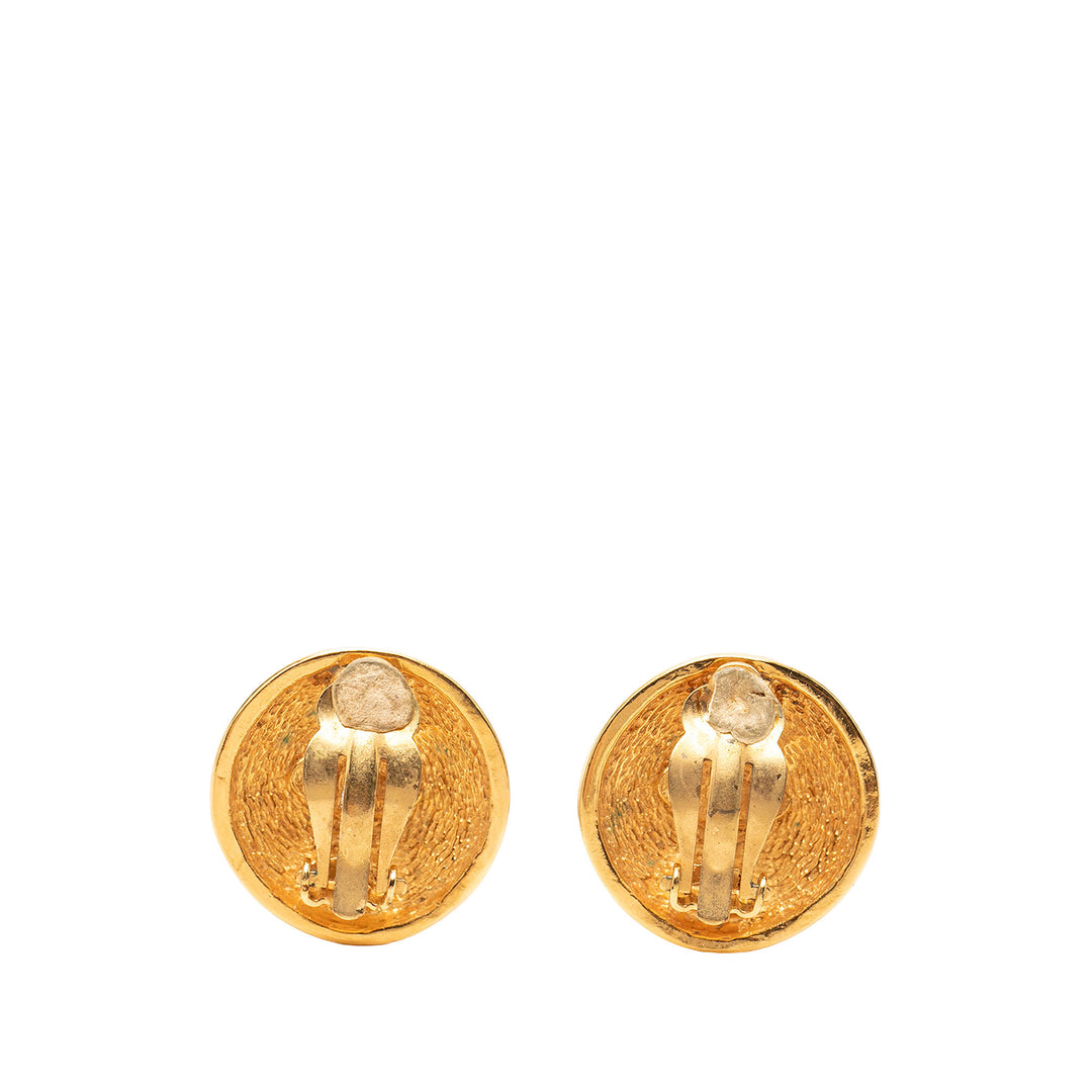 Chanel CC plaqué Matelassé Rond À clip Boucles d'oreilles Métal