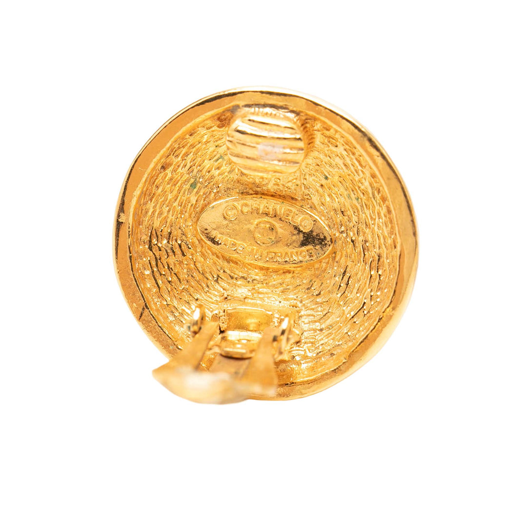 Chanel CC plaqué Matelassé Rond À clip Boucles d'oreilles Métal